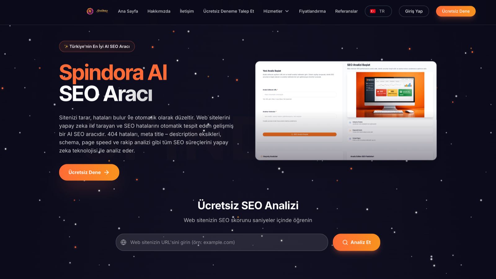 Spindora SEO Aracı arayüzü